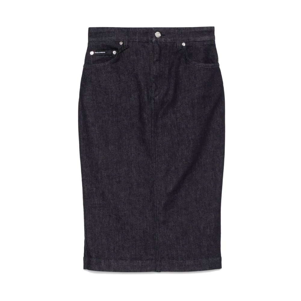 Dolce & Gabbana Blauwe Oxford Rok met Achterwaartse Ventilatie Blue Dames