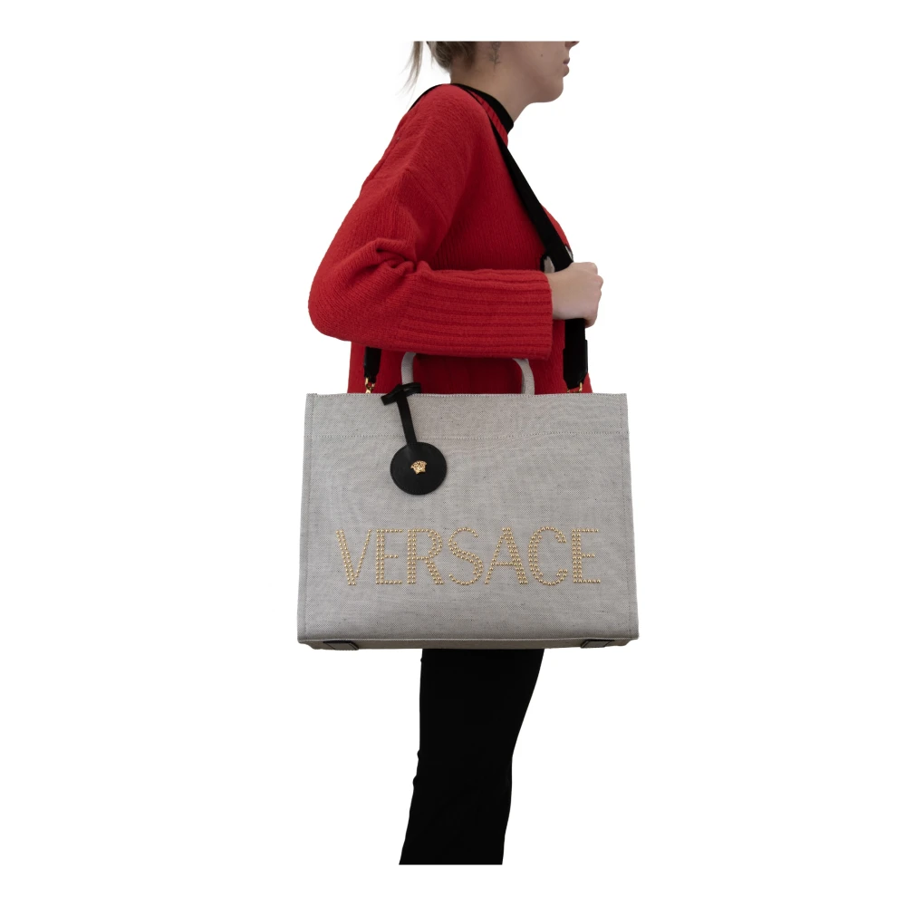 Versace Dames Schoudertas met Leren Details Gray Dames
