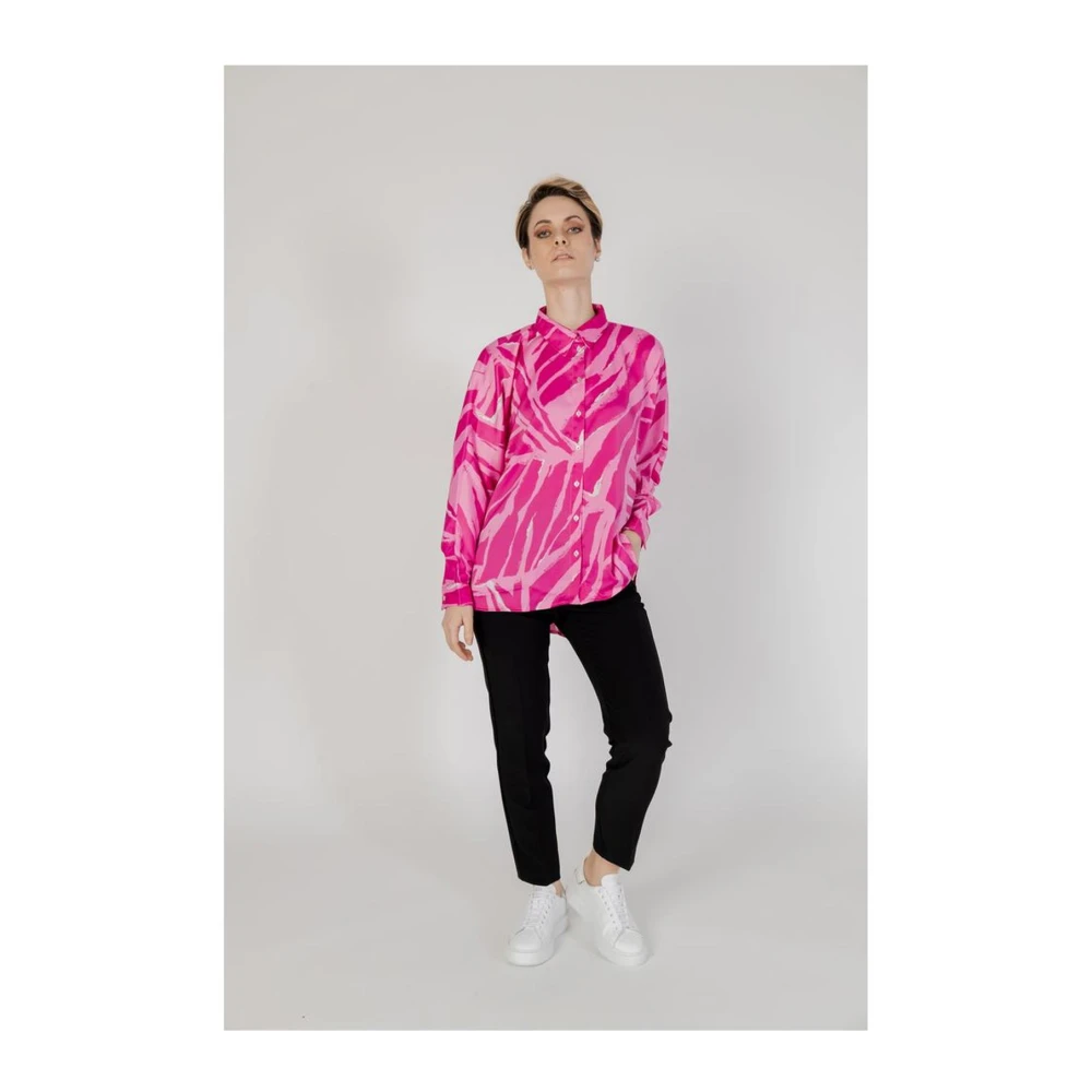 Only Roze Abstract Print Lange Mouwen Shirt Pink Dames