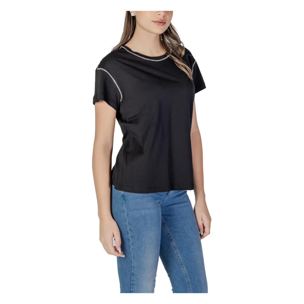 Liu Jo Korte mouw katoenen T-shirt lente zomer Black Dames