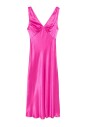fuchsia-pink-v-neck-dress