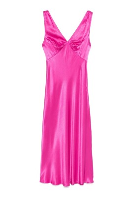 fuchsia-pink-v-neck-dress