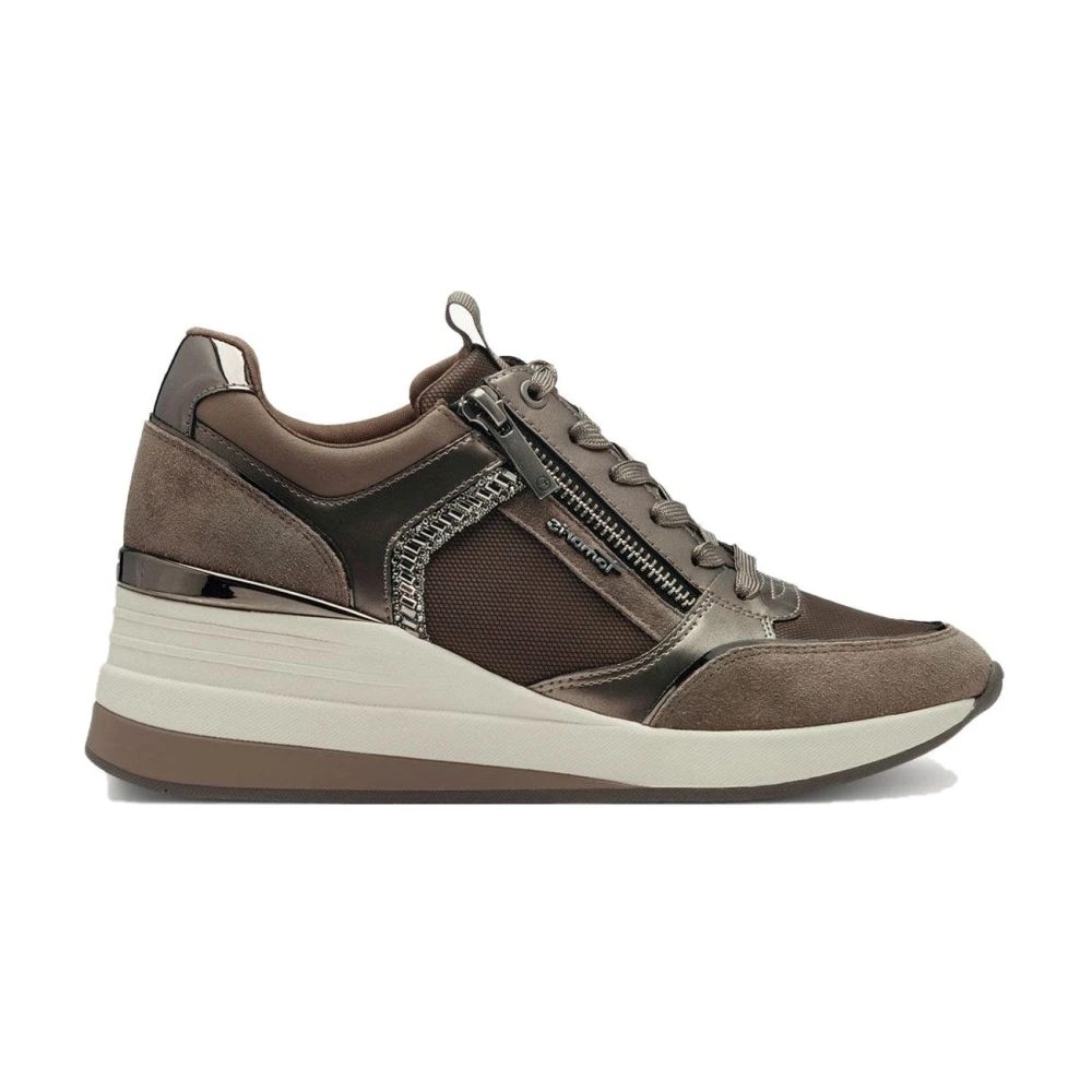 Tamaris Women's Brown Sneakers, 5 Uk, Low Taupe Trainers