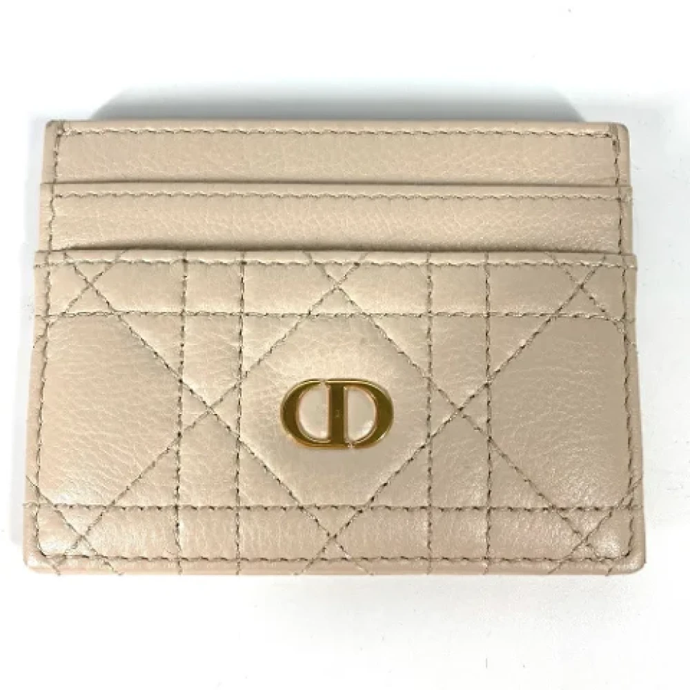 Dior Vintage Pre-owned Leather wallets Beige Dames