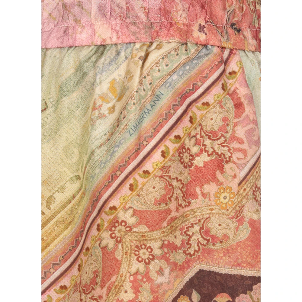 Zimmermann Zijden Multicolor Elastische Taille Trekkoord Broek Multicolor Dames