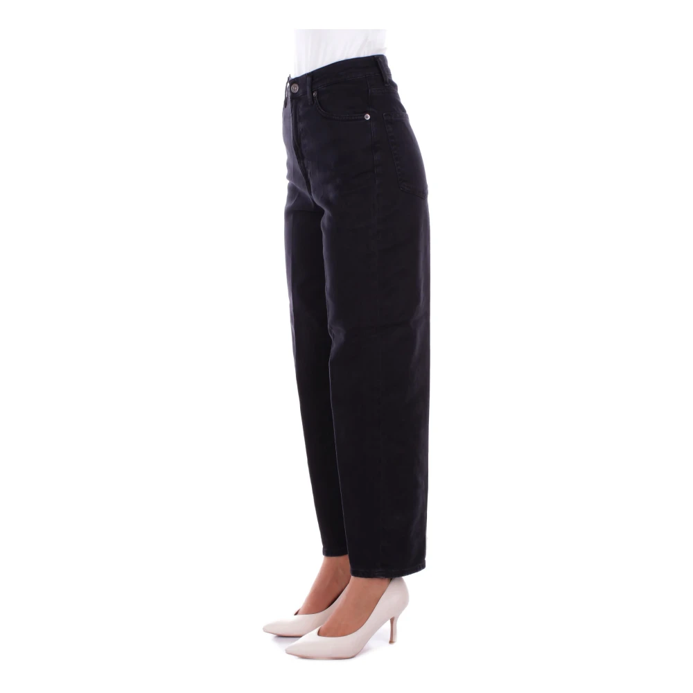 Dondup Zwarte broek met logoritssluiting Black Dames