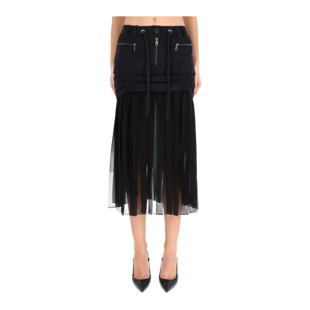 Dolce & Gabbana Women's Black Cargo Pleated Midi Skirt - Midi Skirts - S - Skirts