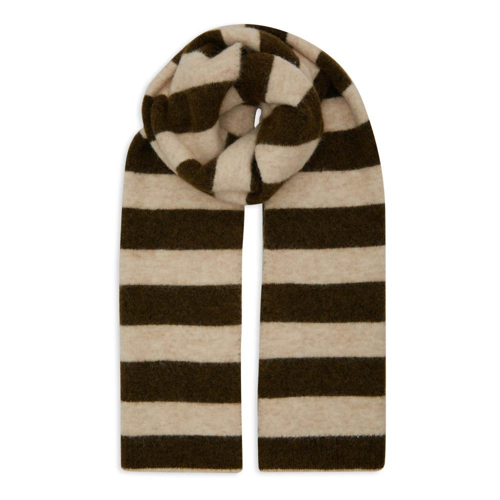 Gallo Groene Alpaca Wol Sjaal Twee-Tone Strepen Multicolor Dames