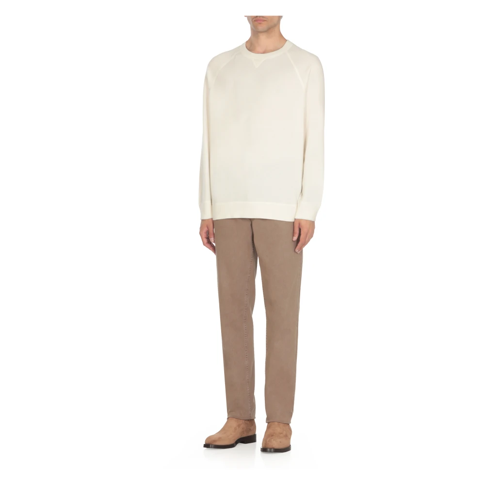 BRUNELLO CUCINELLI Luxe Ivoor Wol Kasjmier Zijde Trui Beige Heren
