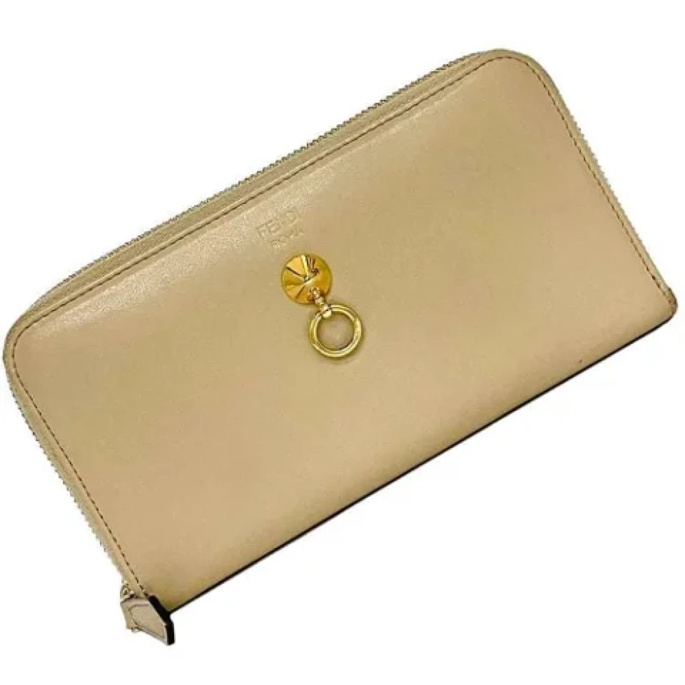 Fendi Vintage Pre-owned Leather wallets Beige Dames