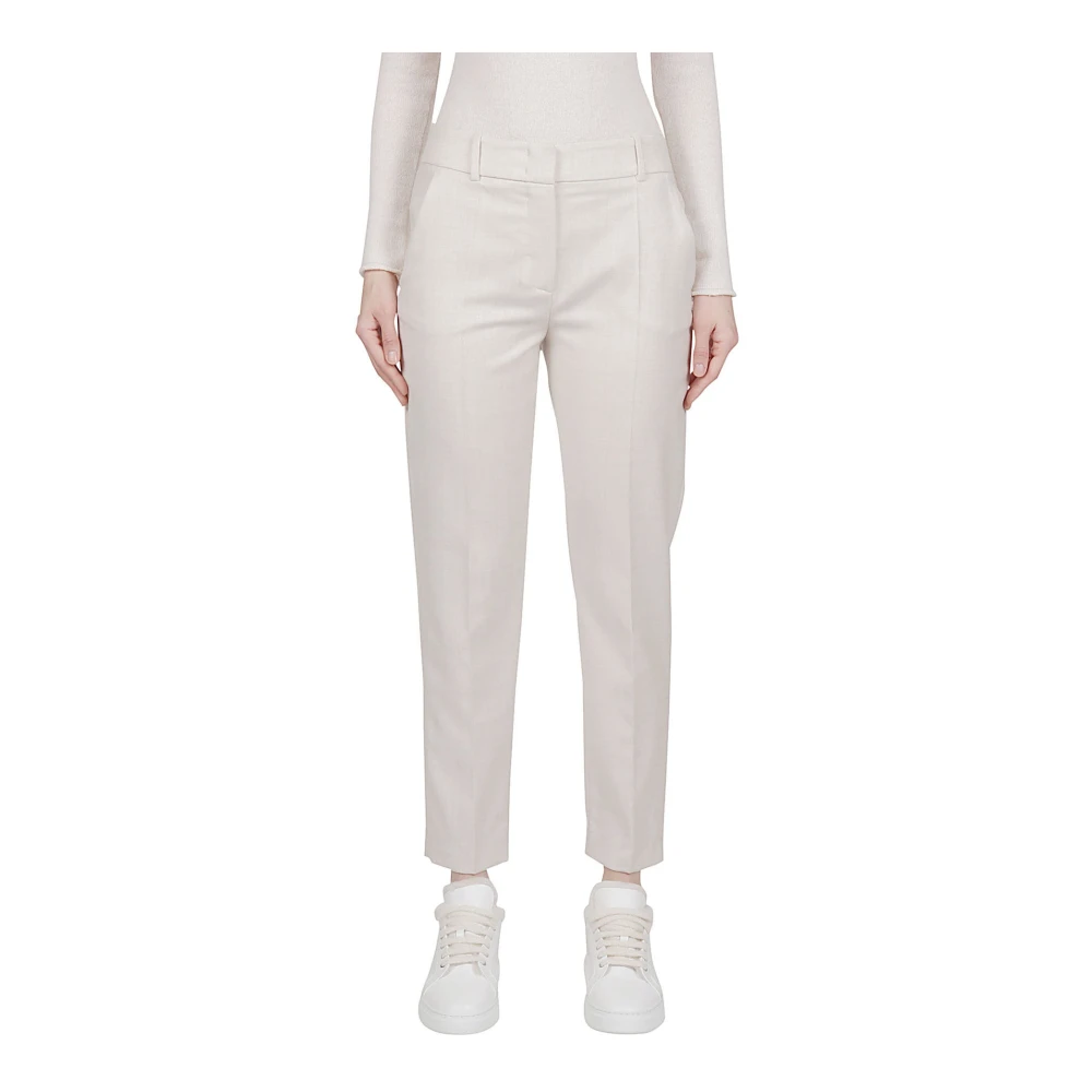 Eleventy Slim Wol Polyamide Lurex Broek Gray Dames