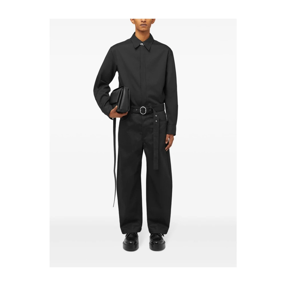 Jil Sander Zwarte Denim Broek Met Riem Black Heren