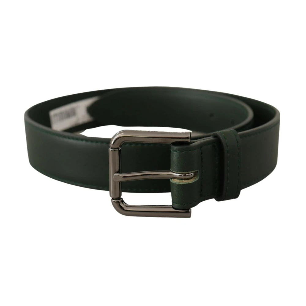 Dolce & Gabbana Army Green Leather Logo Metal Waist Buckle Belt - 60 cm / 24 Inches - Image 3