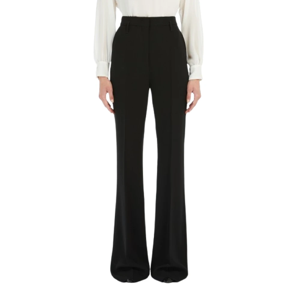 Max Mara Studio Wijde zwarte broek met jaren 70 stijl Black Dames