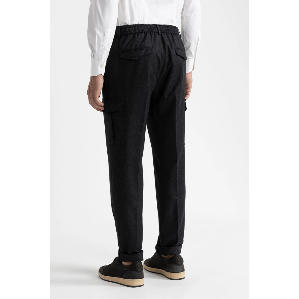 PESERICO Puur wollen broek met zakken Black Heren