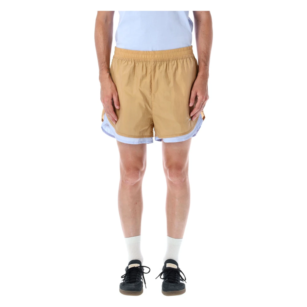 Adidas Beige Lycra Shorts met Elastische Taille Beige Heren