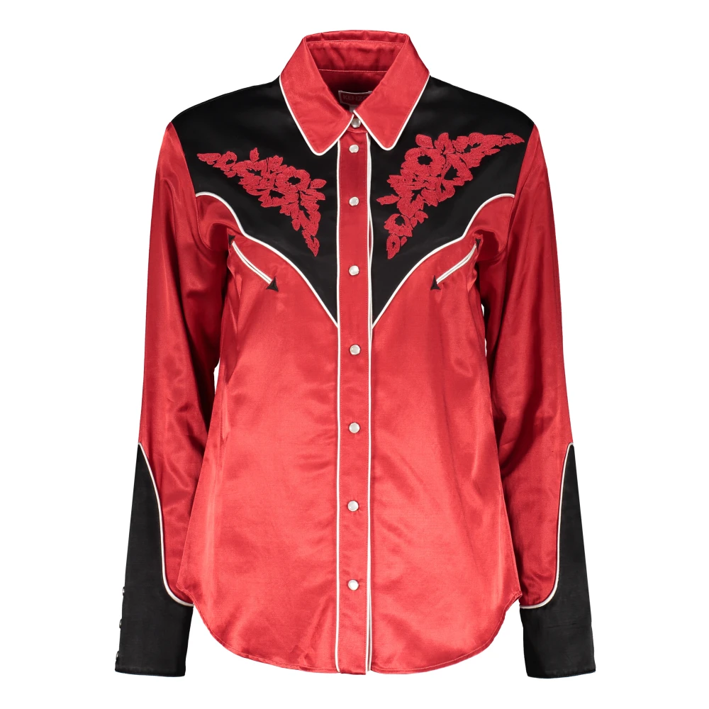 Kenzo Contrast Applicatie Lange Mouw Shirt Red Dames