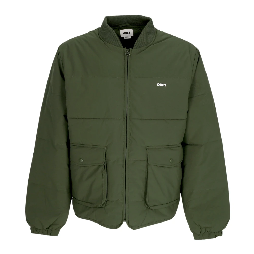 Obey Groene donsjas met cargozakken Green Heren