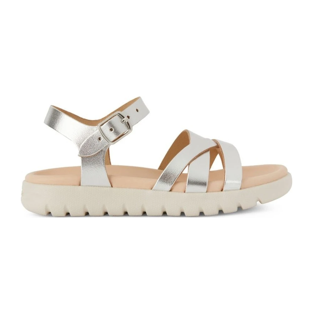 Geox Girls Gray Kids Sandals, 28 Eu, Silver Sandals Soleima