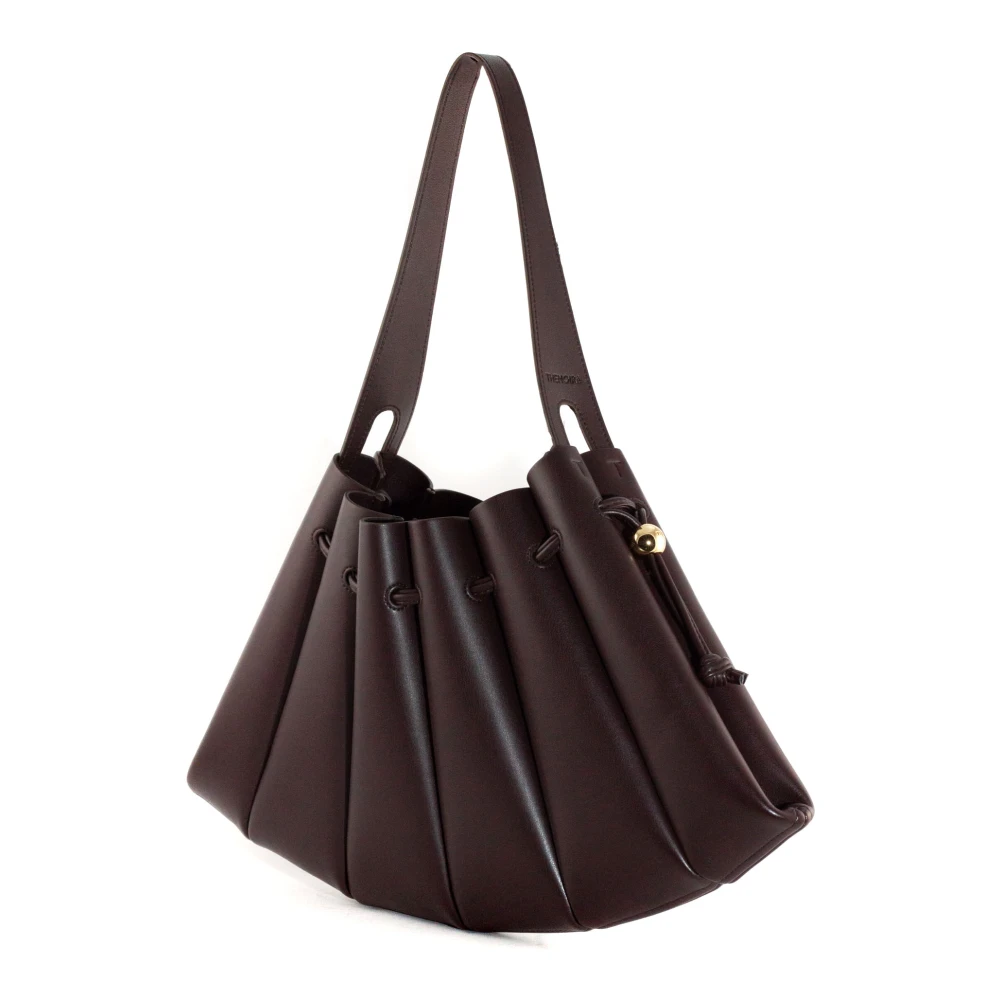 THEMOIRè Bruine Calypso-tas met Geplooide Details Brown Dames