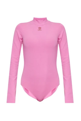 Stickad logotyp stretch bomullsjersey bodysuit