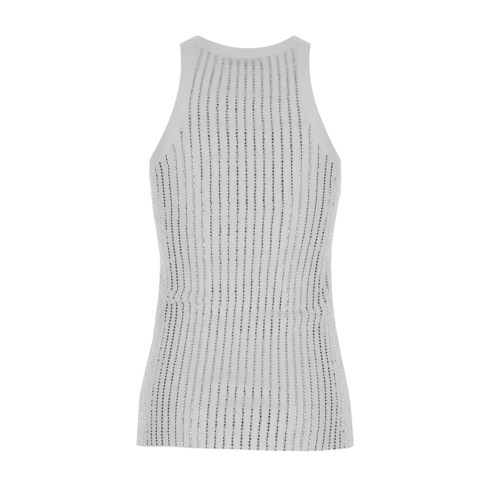 The Attico Witte Tanktop met Strass Versiering White Dames