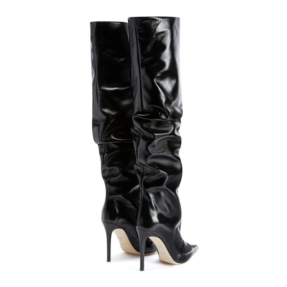 giuseppe zanotti Zwarte Gala Laarzen met Patentleren Effect Black Dames