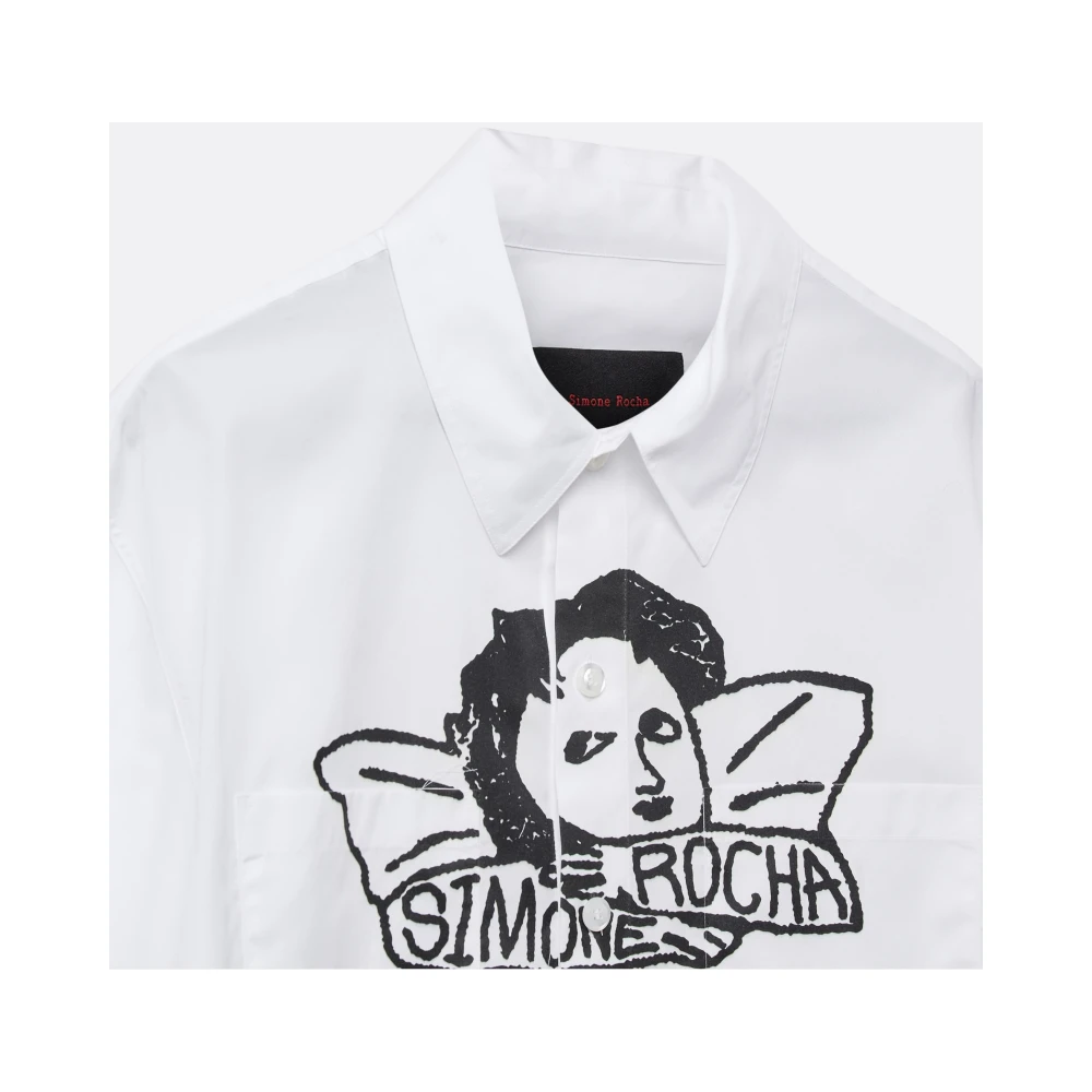 Simone Rocha Engelenprint Bowling Shirt White Heren