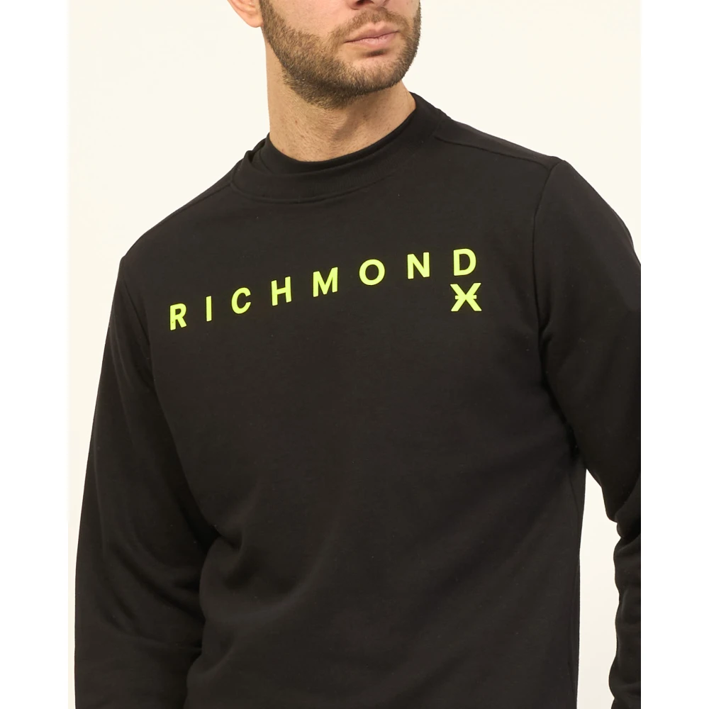 Richmond Zwarte Katoenen Crewneck Logo Sweater Black Heren