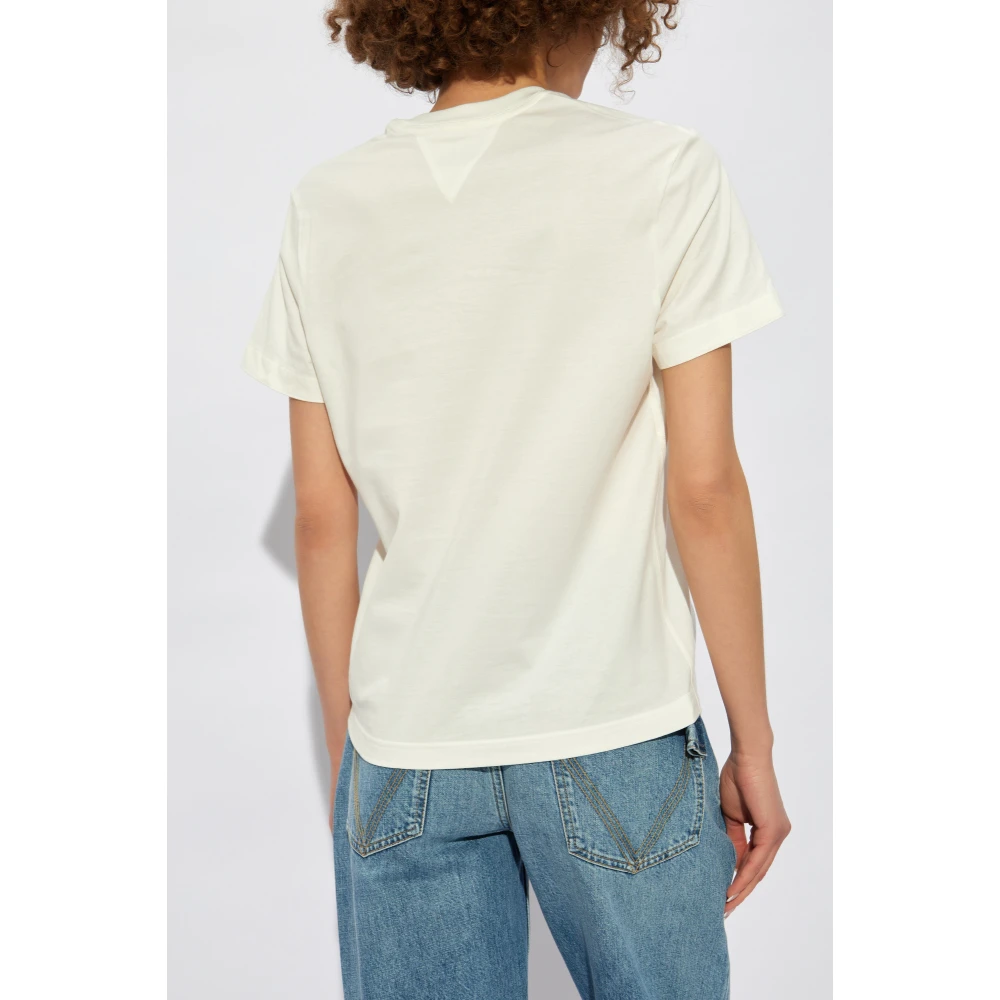 Bottega Veneta T-shirt met logo patch White Dames