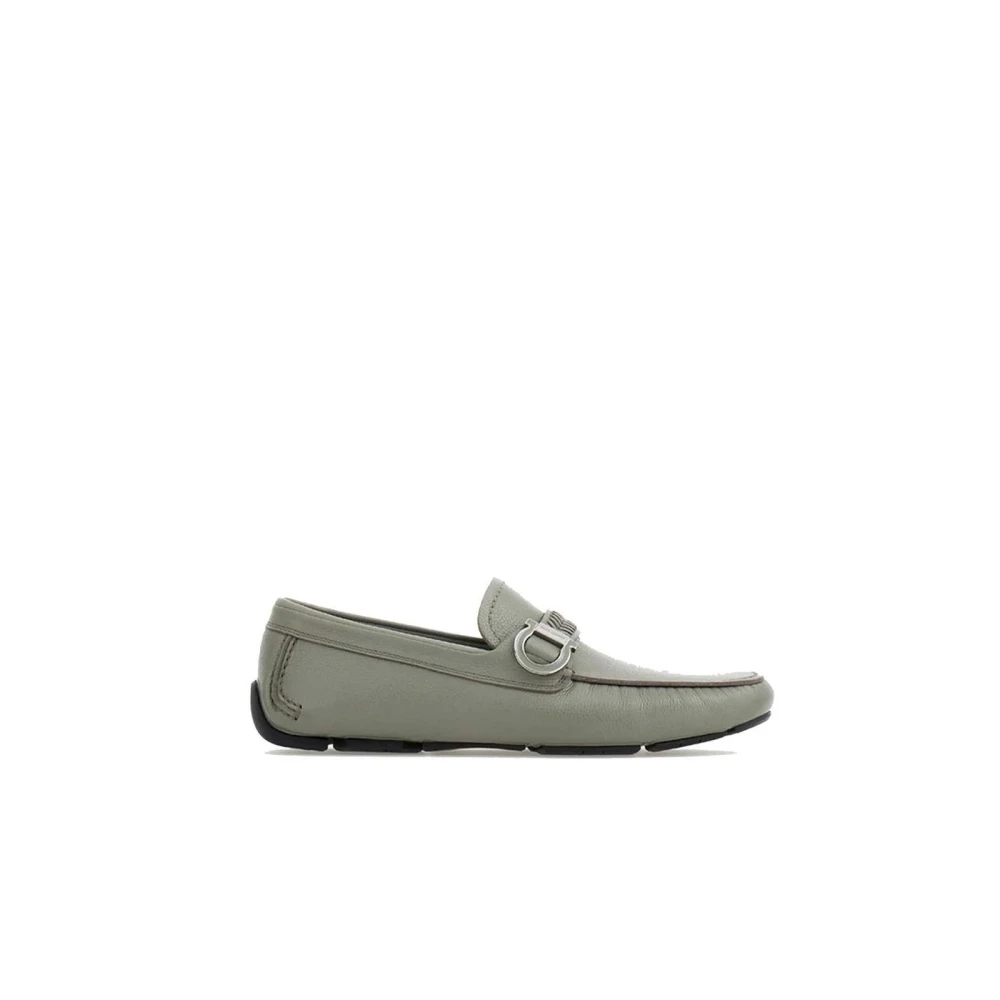 Ferragamo Men's Gray Calfskin Slip-On Loafers