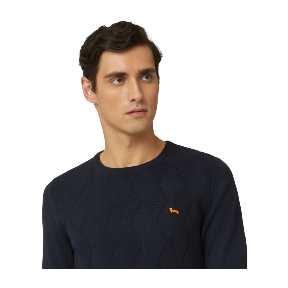 Harmont & Blaine Blauwe Trui met Diamantpatroon Blue Heren