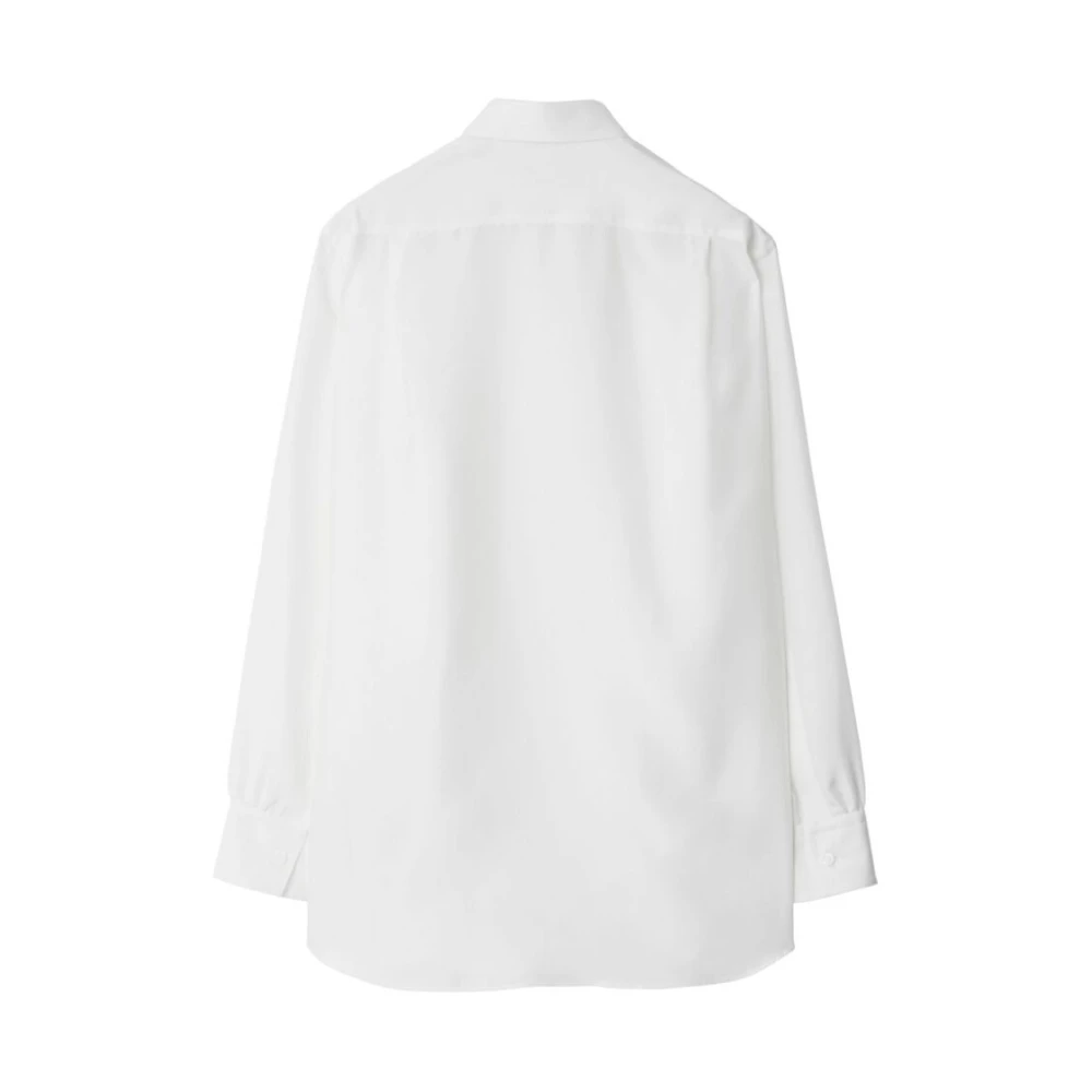 Burberry Witte Zijden Shirt Epauletten Lange Mouwen White Dames