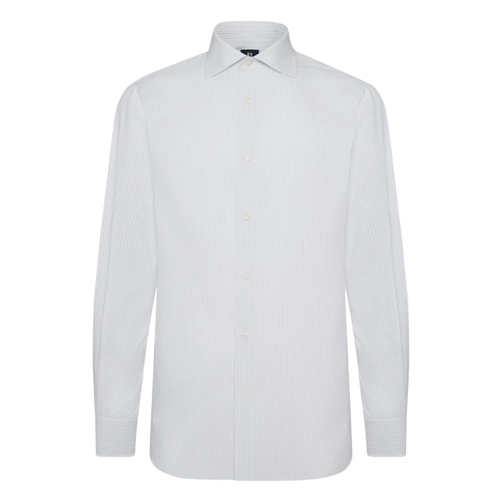 Boggi Milano Overhemd met Windsor-kraag en strepen Regular Fit Blue Heren