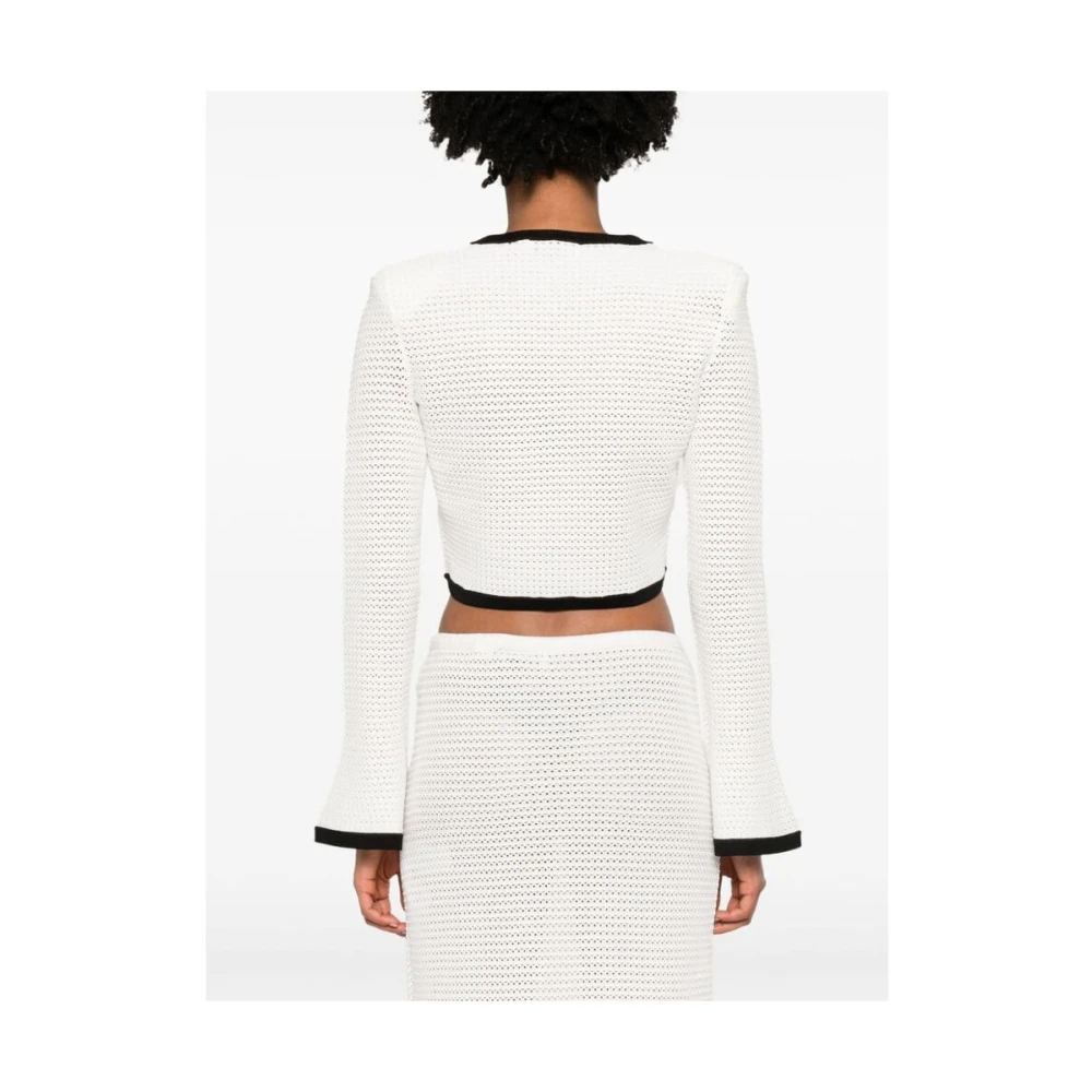 Self Portrait Pointelle Gebreid Vest White Dames
