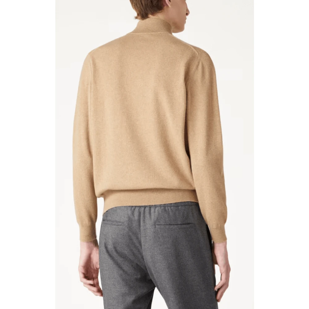 Loro Piana Bruine Half-Zip Sweater Brown Heren