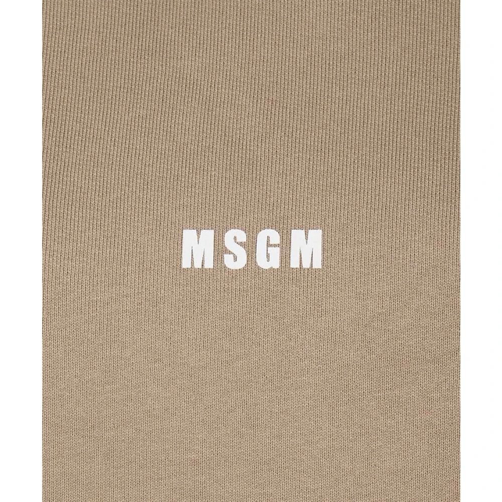 Msgm Katoenen Hoodie met Logo Print Beige Dames