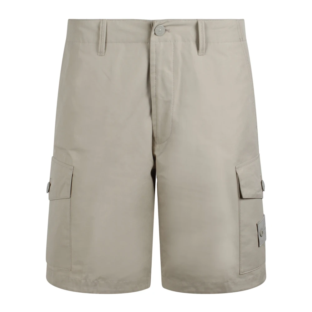 Stone Island Cargo Shorts Regular Fit Front Zip Beige, Herr