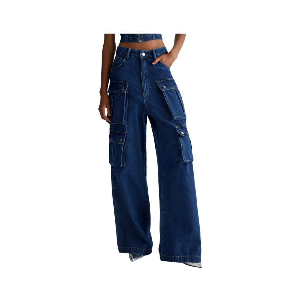 Liu Jo Blauwe Cargo Jeans Slim Fit Blue Dames