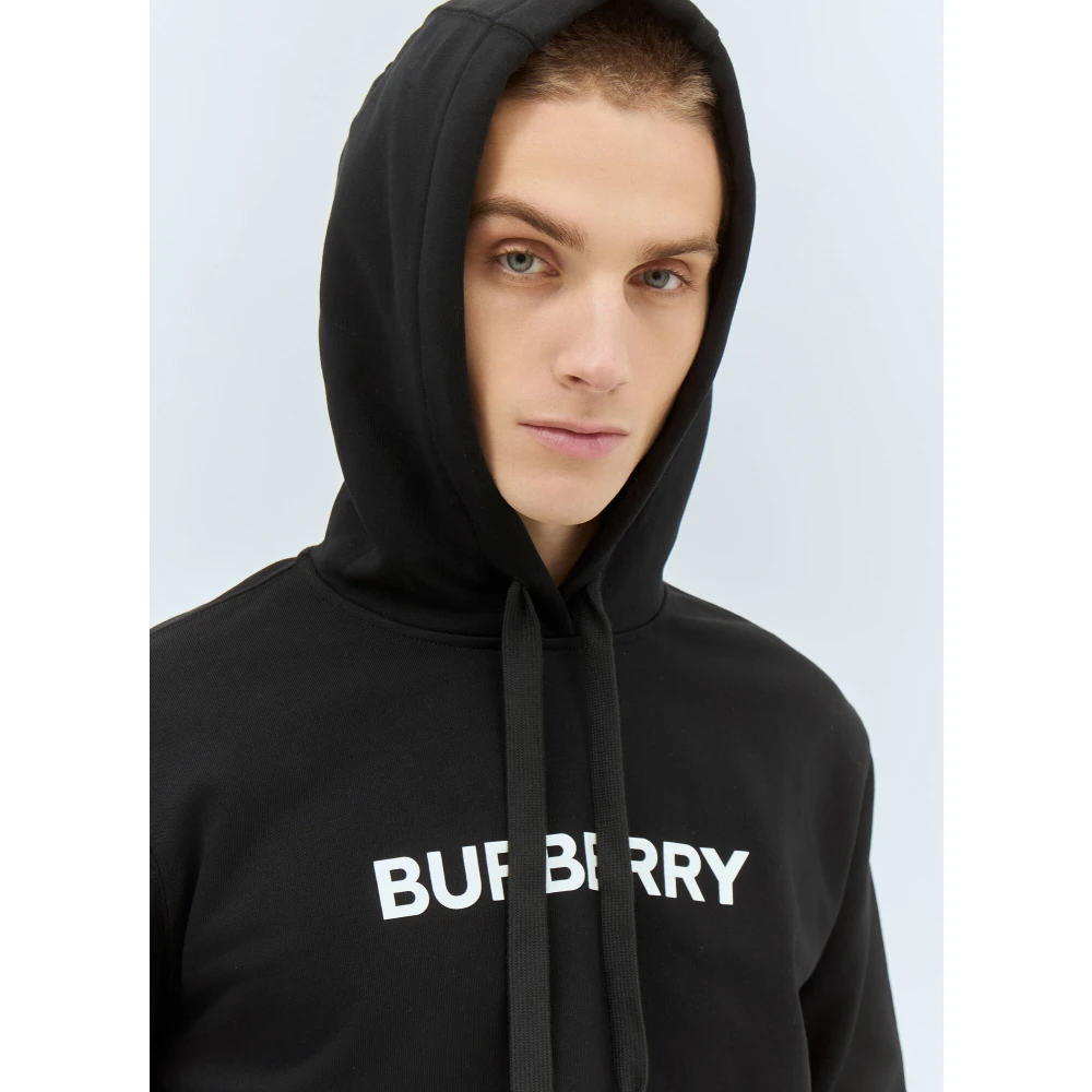 Burberry Logo Applique Hoodie Black Heren