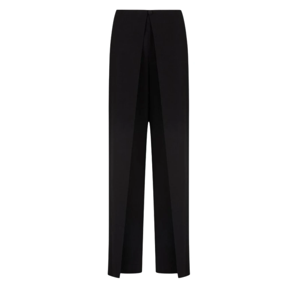 Emporio Armani Donna Nero Pantaloni Con Pannello In Crêpe Fluido