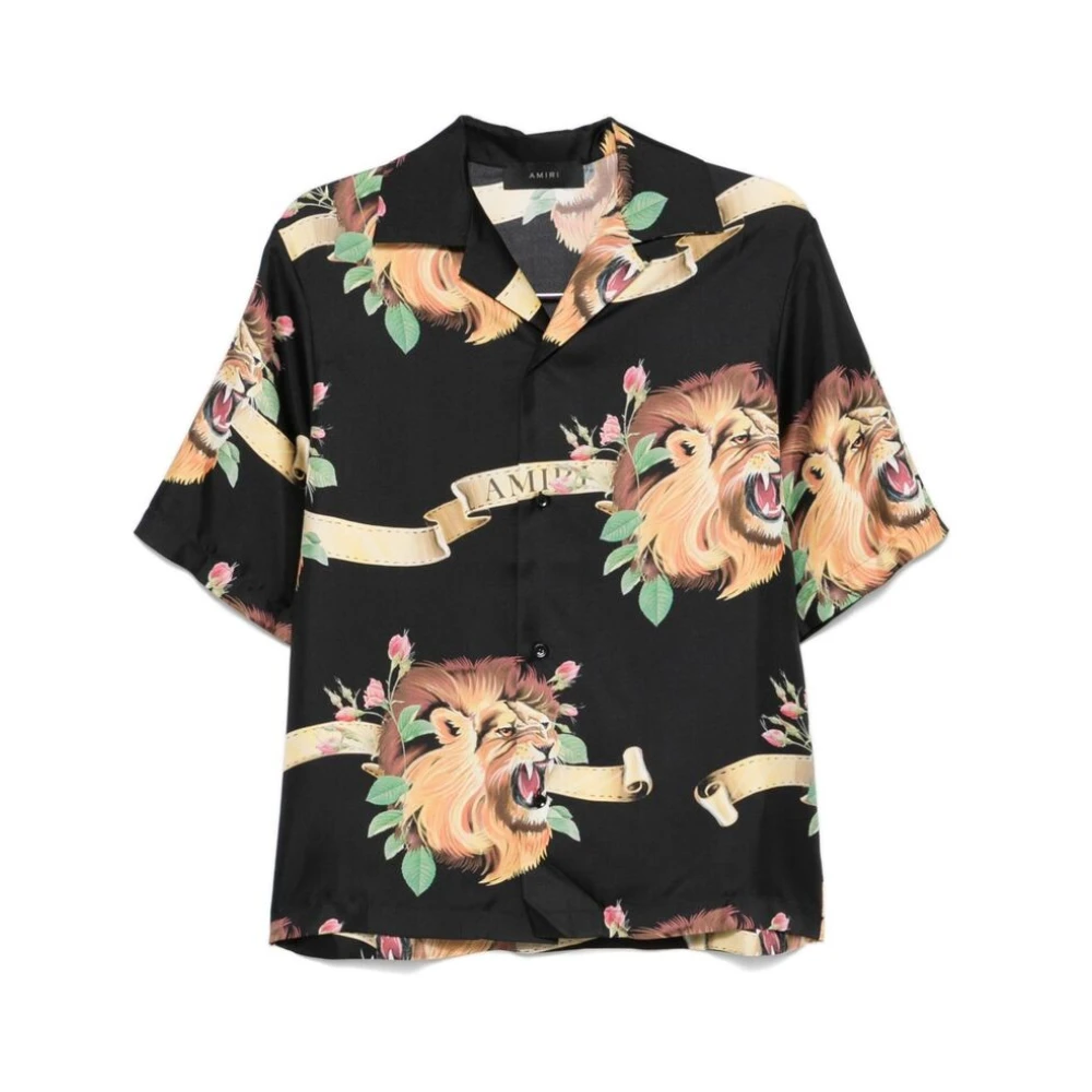 Amiri Zijden Shirt met Leeuw & Bloemenprint Multicolor Heren