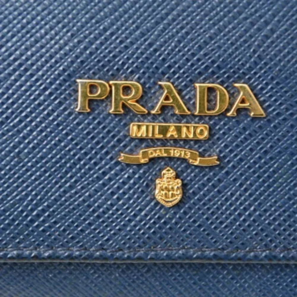 Prada Vintage Pre-owned Leather key-holders Blue Dames