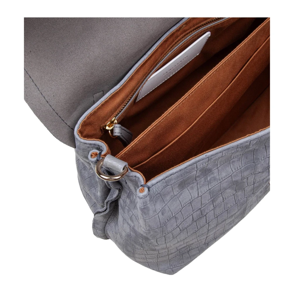 Zanellato Grijze Krokodillenprint Postman Tas Gray Dames