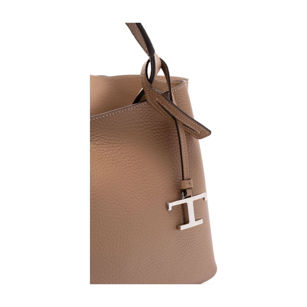 TOD'S Beige Lobster Claw Handtas met Zakken Brown Dames