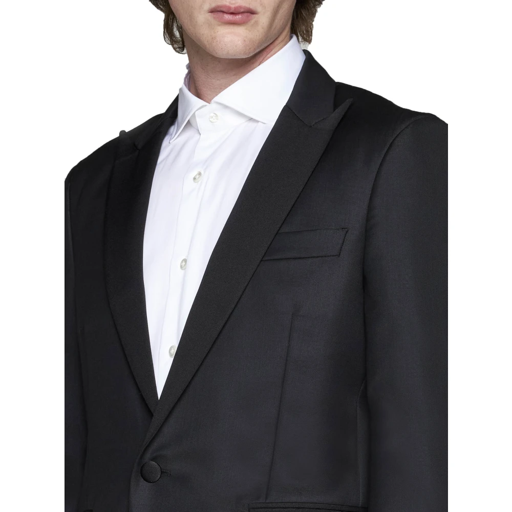 PT Torino Zwart wollen blend jas en broek Black Heren