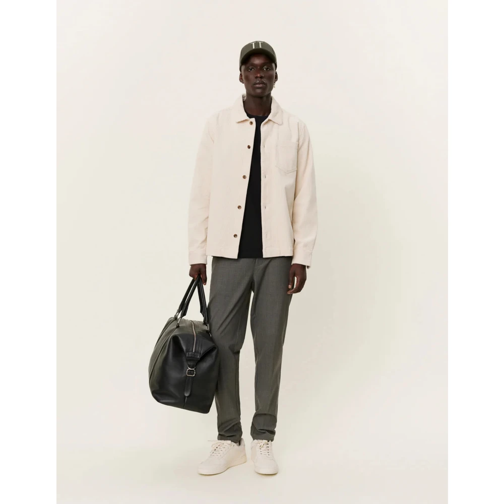 Les Deux Corduroy Overshirt Klassieke Kraag Borstzak Beige Heren