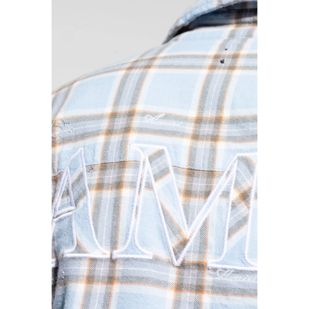Amiri Geruit patroon overhemd Blue Heren