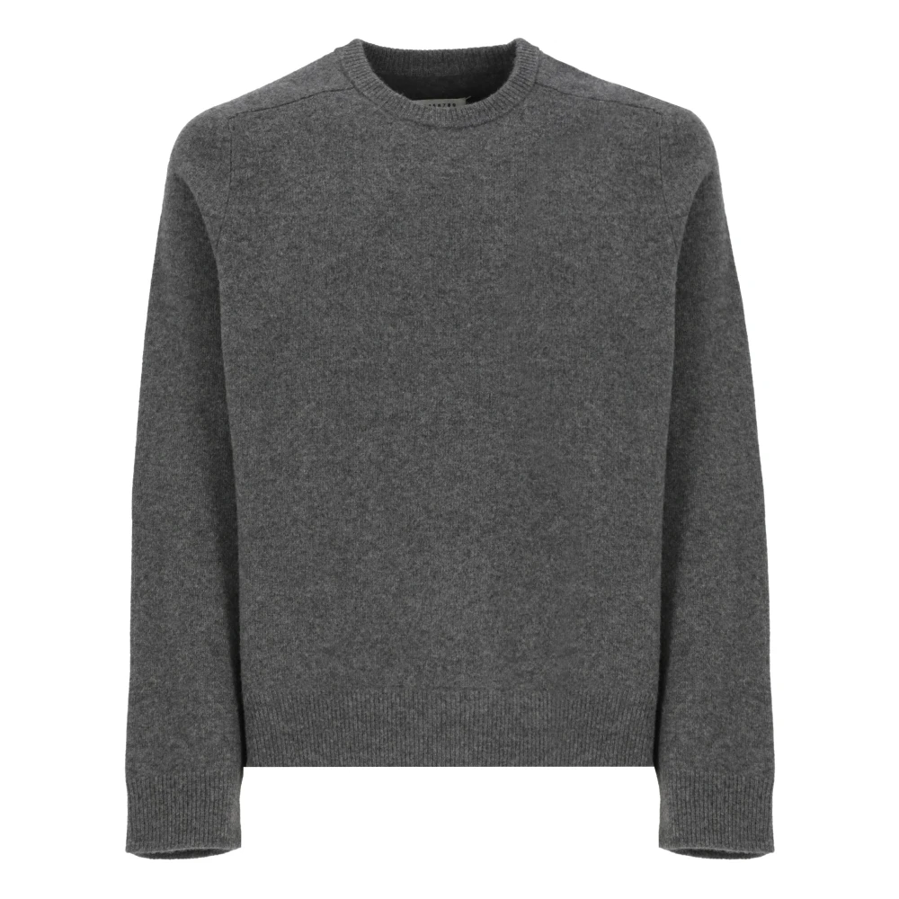 Maison Margiela Grijze Wollen Trui Ronde Hals Lange Mouwen Gray Heren