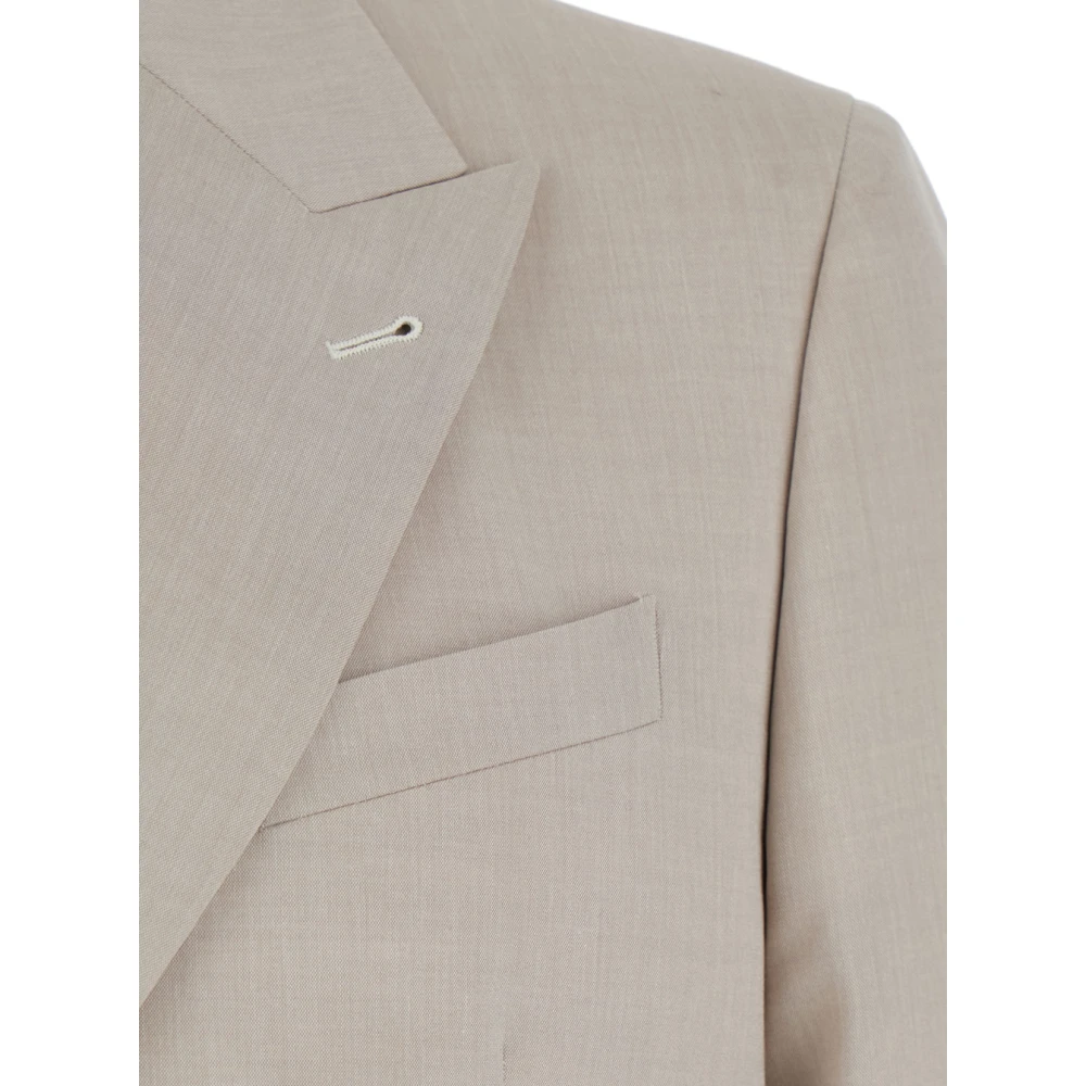 Reveres 1949 Beige Double Breasted Wollen Jas Vrouw Beige Heren
